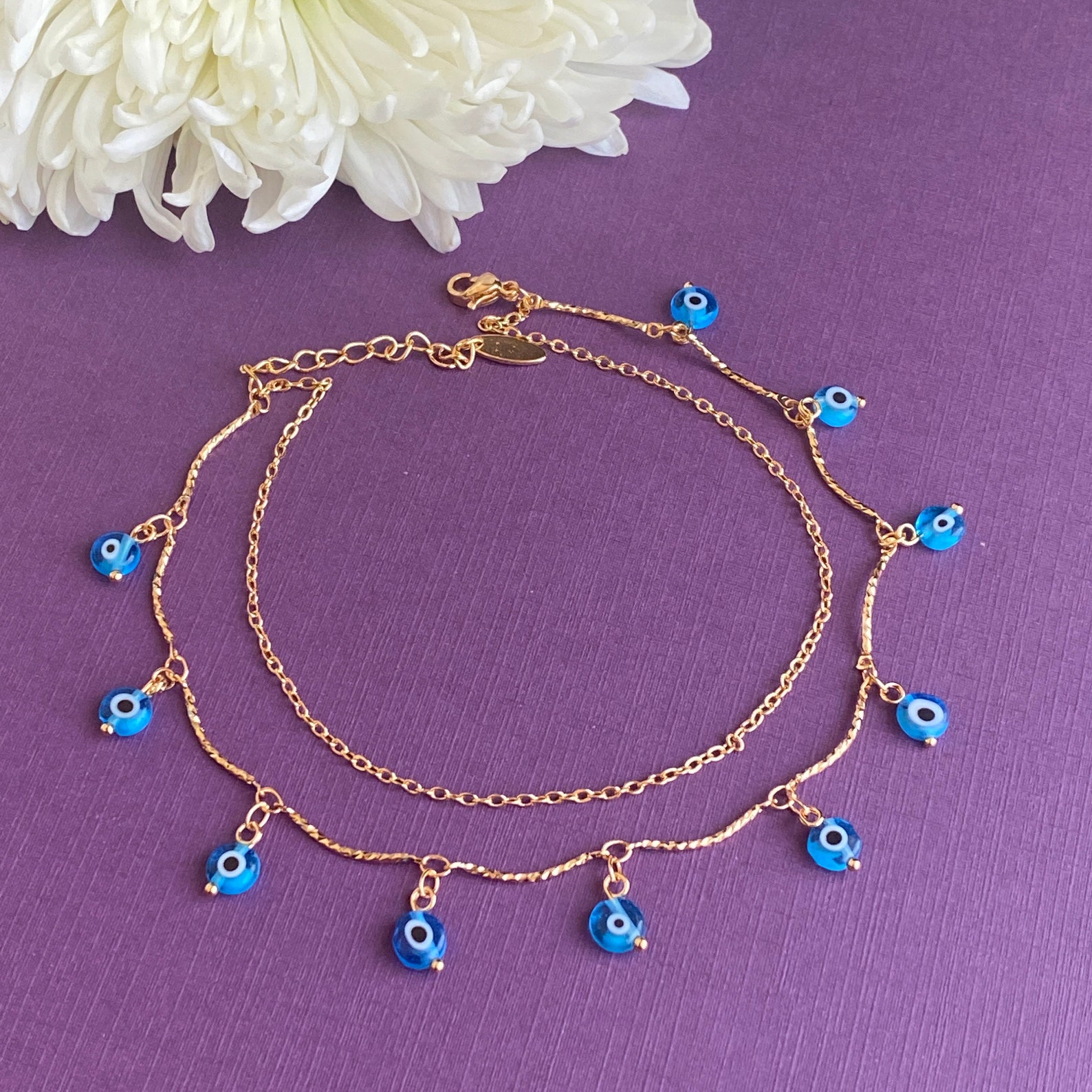 Evil Eye Layered Anklet Layered Anklets Evil Eye Anklets Etsy UK