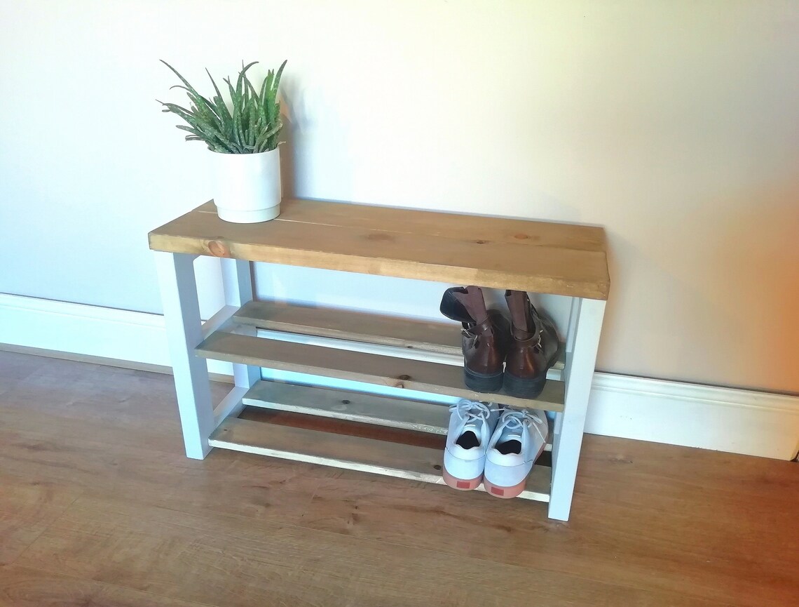 Shoe Rack Shoe Bench Farmhouse Shoe Storage Wood Bench Etsy