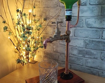 Unique Copper Pipe Drinks Dispenser: Ideal 7th Wedding Anniversary Gift. Includes Free Glass.