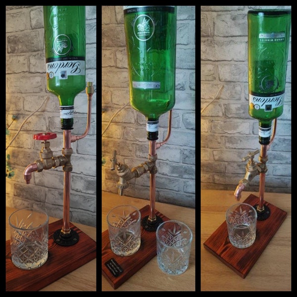 Copper Drinks Dispenser with Free Glass. Hand crafted. Ideal Wedding Day / Retirement gift- Personalised Option