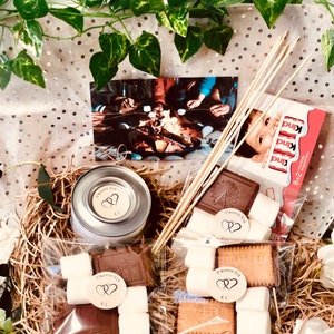 SMORES KIT Marshmallow toasting hamper Movie Night Birthday Hamper Chocolate kit Anniversary birthday gift box Date night image 1