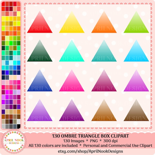 130 Ombre Triangle Box Clipart- EC and Goodnotes Planner Printable Bright Ombre Triangle Stickers- School and Teacher png- Logo Design png