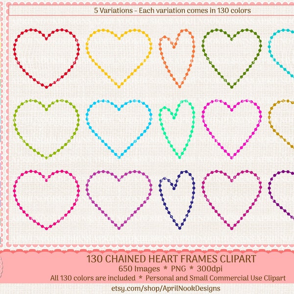 130 Chained Heart Frames Clipart-Rainbow Heart Frames png-Wedding Frames png-Valentines and Love Clipart-EC GOODNOTES Planner Heart Borders