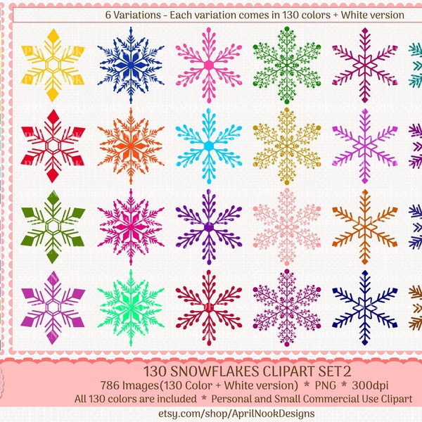 130 Snowflakes Clipart #2-Winter Clipart-Rainbow Snowflakes png-Printable Holiday Snowflake Planner Stickers-ECLP-Christmas Party Decor png