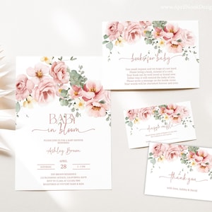 Blush Pink Floral Baby Shower Invitation Set (Digital Download)