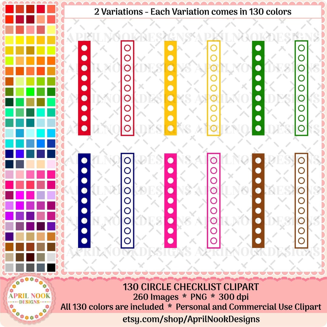 130 Circle Checklist Clipart-ec GOODNOTES Rainbow Checklist Printable ...