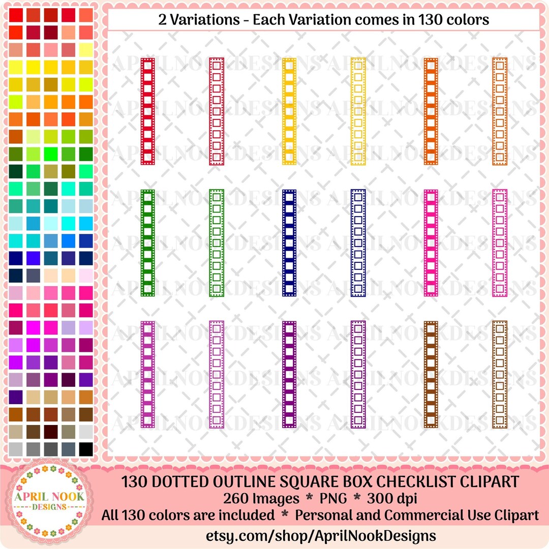 130 Dotted Outline Square Box Checklist Clipart Etsy