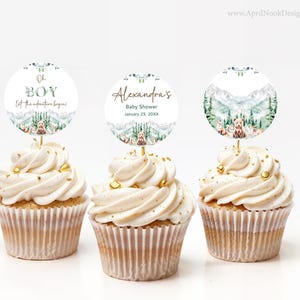 Woodland Animals Baby Shower Cupcake Topper: Adventure Begins (Digital Download)