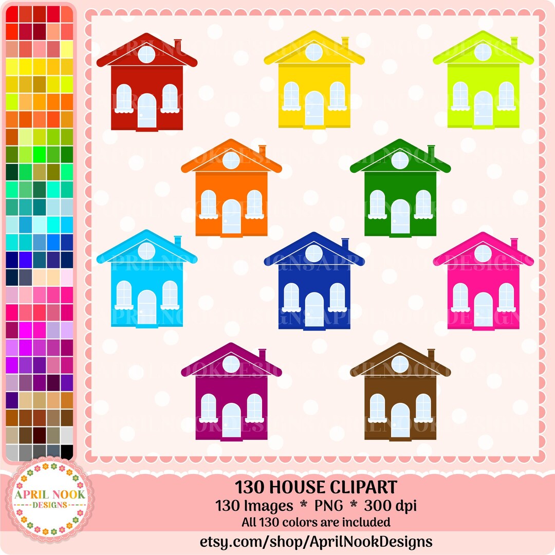 130 House Clipart Home Clipart Pastel Houses Png Erin - Etsy Ireland