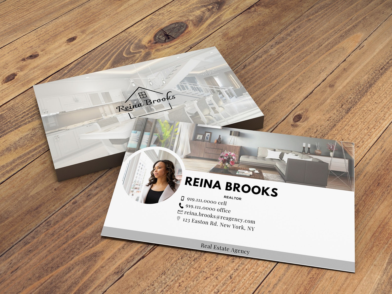Business Card Template Realtor Canva Two-Sided Business Card | Etsy
