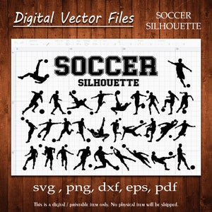Fußball Silhouette SVG Bundle Sport Stickers Pack Vektor Spieler Fußball Dad Cut Aufkleber Ball Sport Dateien Clipart Png Dxf Eps Pdf Cameo Cricut