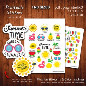 Zomertijd Svg afdrukbare Stickers Vakantiebundel Digitale Happy Planner Cut Stick Planning Sunshine Print Silhouette Cameo Cricut Files Art