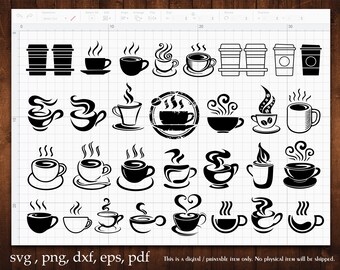 custom paper hot cups Coffee Cup Bundle Svg Clipart Silhouette Sticker Funny Vector Cut Decal Coffee Design Caffeine Print Gift Coffee Lovers Cameo Cricut File