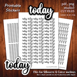 Planner Today - Printable Stickers Collection Planner Cut A4 Letter Stickers Planning Scrapbook Print Cut File Silhouette Cameo Cricut