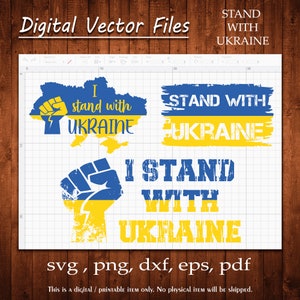 Stehen Sie mit der Ukraine-Svg-Bundle-Ukraine-Aufkleber. Beten Sie für die Ukraine-Karte-Flagge-Vektor-Schnitt-Aufkleber-Geschenkdatei-Clipart-Png-Dxf-Eps-Pdf-Cameo-Cricut