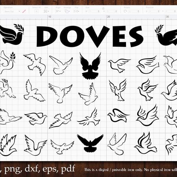 Doves Svg Bundle Pigeon Silhouette Bird Stickers Peace Vector Flying Bird Cut Decal Olive Branch Files Clipart Png Dxf Eps Pdf Cameo Cricut