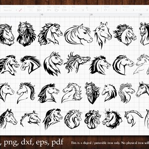 Horse Head Bundle Draft Horses Silhouette Svg Animal Stickers Stallion Vector Cut Decal Gift Files Colt Clipart Png Dxf Eps Pdf Cameo Cricut