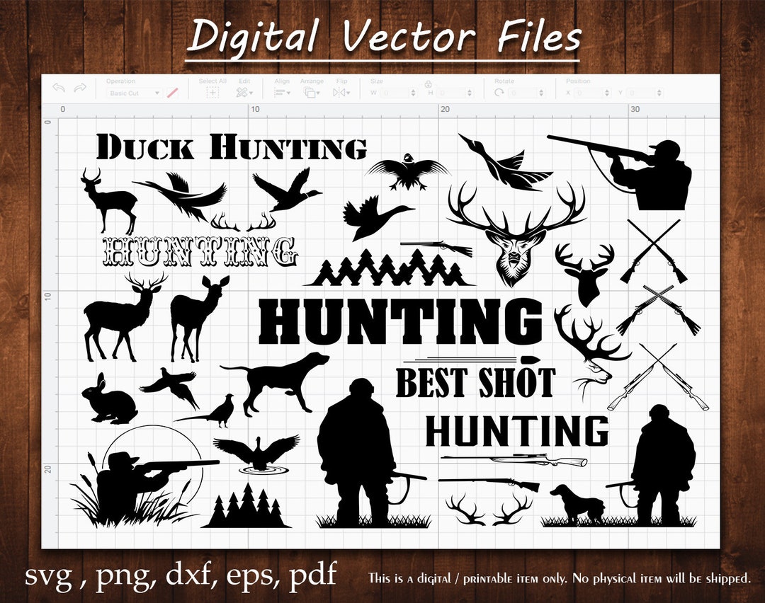 Hunting Svg Bundle Hunt Silhouette Stickers Duck Vector Hunter Cut ...