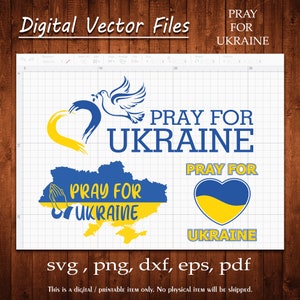 Beten Sie für die Ukraine SVG - Bundle, Ukraine Aufkleber Stand mit Ukraine Karte Flagge Vektor geschnitten Abziehbild Geschenkdatei Clipart Png Dxf Eps Pdf Cameo Cricut