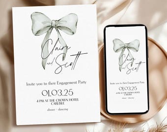 Instant Download - Engagement Party Invitation A5 and Mobile Social Media -  Whatsapp,  Instagram, Digital Invitation - Easy Fully Editable
