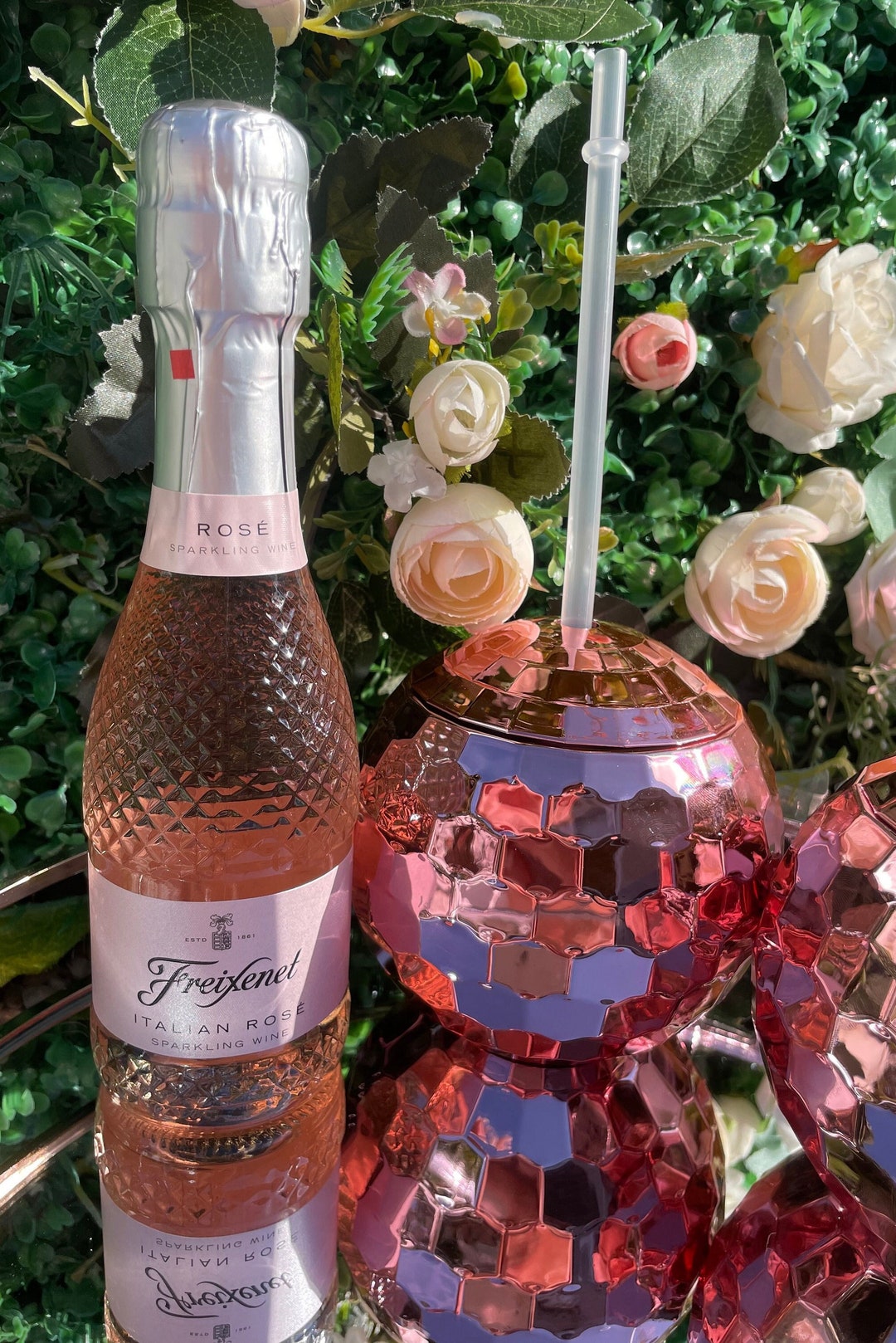 Barware Reusable Cocktail Disco Glass Cup With Clear Straw Gift Idea