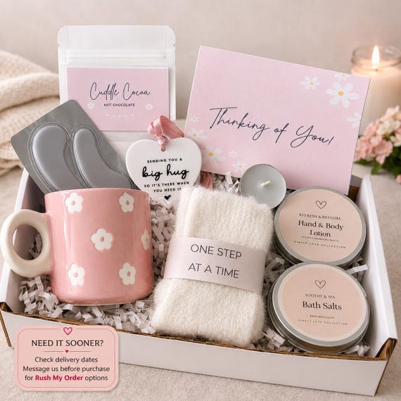 Hug in a Box – One Step At A Time Care Package For Her, Get Well Soon, Thinking of You Comfort Box