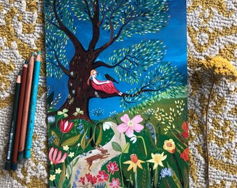 Écoute, impression d'art A4, art bohème, art mural, décoration intérieure, art floral