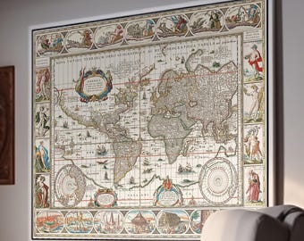 Moderne Era Weltkarte - Nova totius terrarum orbis, Vintage Druck - Europa, Geschichte des 17
