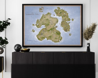 SUMMERSET Isles, DIGITAL Download - Original Karte aus den Elder Spiralen Spielen. ESO Kunst.
