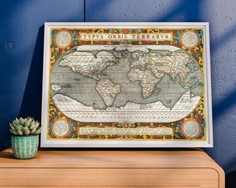 Detailed Vintage World Map - Typus orbis terrarum vintage print - 20th Century Europa, History