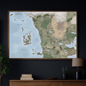 Mapa de fantasía digital de Faerûn Occidental: arte imprimible de D&D Forgotten Realms: descarga de alta fantasía para aficionados a los juegos de rol y planificación de campañas