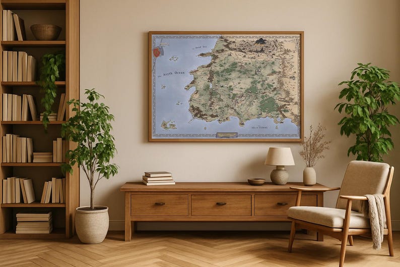 Wheel of Time Map Poster: Robert Jordan Fantasy World Art image 1