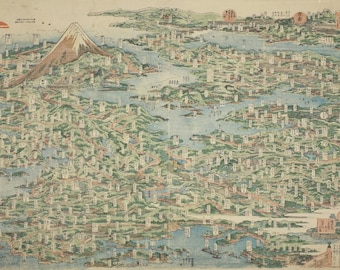 Hokusai Tokaido Straßen Karte Druck: 1818 Art Institute of Chicago Reproduktion
