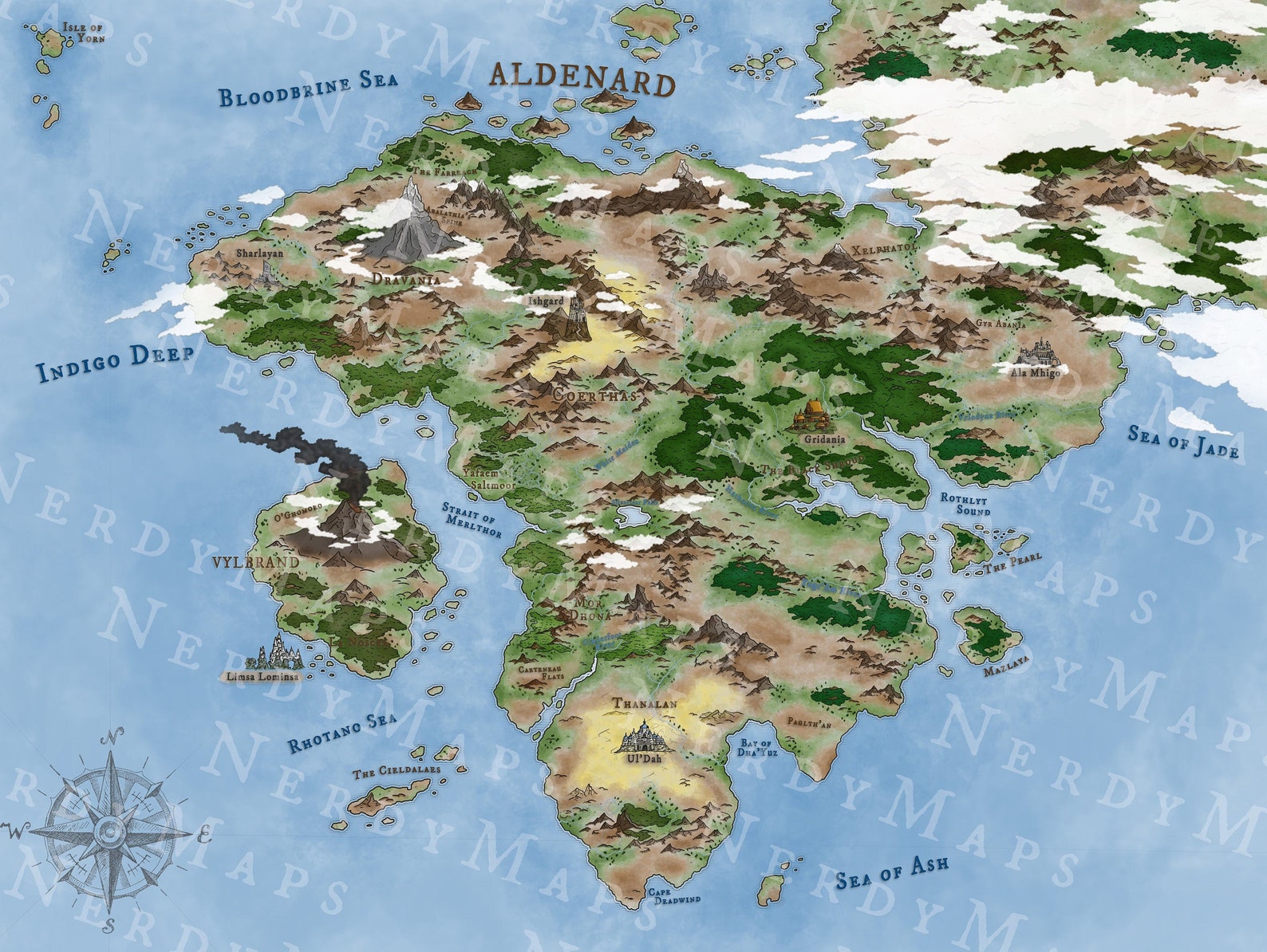 Map of Eorzea from Final Fantasy XIV Online | Etsy