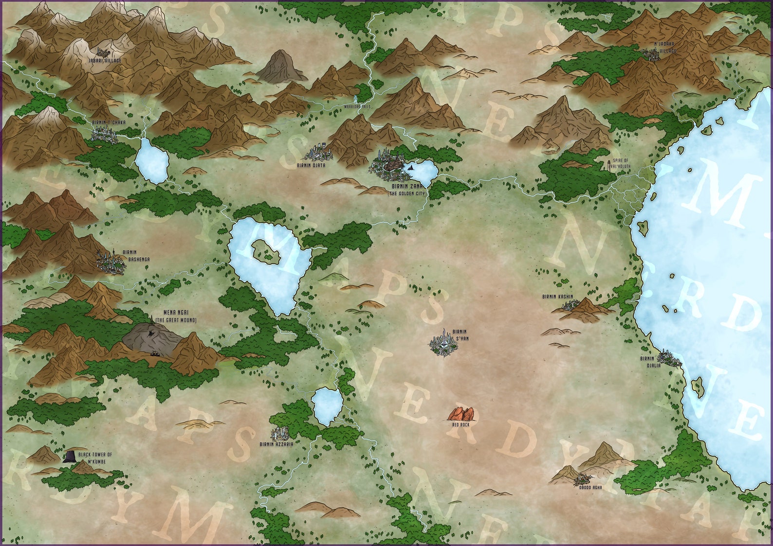 WAKANDA full color detailed map. Black Panther MARVEL Etsy