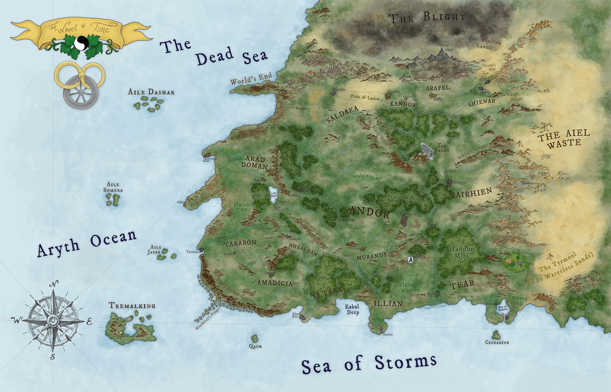 Wheel Of Time Maps Wheel Of Time Full Color Map From The Works Of Robert Jordan. | Etsy Canada