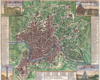1721 John Senex Karte von Rom