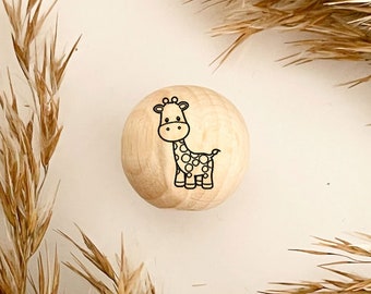 Holzperlen mit Gravur | GIRAFFE  | Engraved Wood pearls | Makramee Perlen