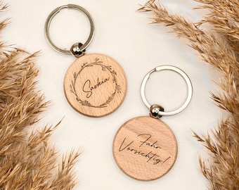 Personalisierter Schlüsselanhänger aus Buchenholz | Keychain | Keyring