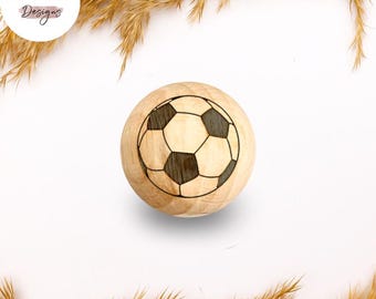 Holzperle mit Motiv | FUSSBALL | Naturholz Buche 12–30mm | CE-konform | DIY Babygeschenk & Schnullerkette