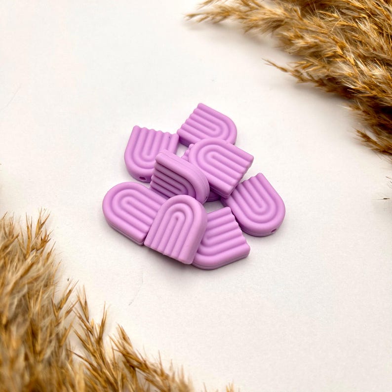 Silikonperlen Regenbogen | BPA-frei | 9 Farben | DIY Perlen för Schnullerketten, Babyspielzeug, Makramee och Beißringe Purple