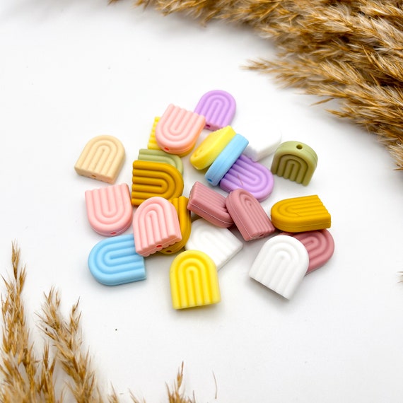 Silikonperlen Regenbogen | BPA-frei | 9 Farben | DIY Perlen für Schnullerketten, Babyspielzeug, Makramee und Beißringe