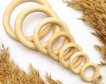 Holzringe unbehandelt | 20–100mm | Buchenholz roh | Bastelringe für Makramee, Babyspielzeug, Greiflinge und  Deko