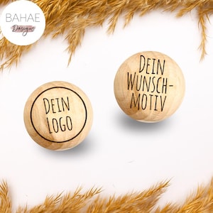Holzperle mit Logo oder Wunschmotiv | personalisiert & graviert | 12-30mm Buche | Handgemachtes Brandzeichen | Handwerk, DIY