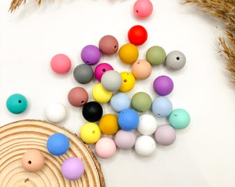 Runde Silikonperlen 15 mm | viele Farben | BPA-frei | DIY Perlen för Schnullerketten, Babyspielzeug och Makramee