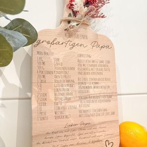 Personalisiertes Holzbrett &quot;Rezept für einen großartigen Papa/Mama/Opa/Oma /ect&quot; | Geschenk aus Buchenholz | Vater/Muttertag | Geburtstag