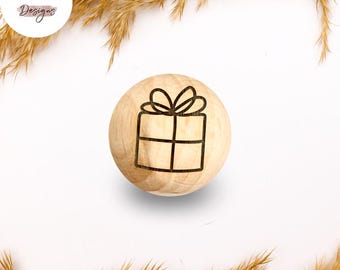 Holzperle mit Motiv | GESCHENK | Naturholz Buche 12–30mm | CE-konform | DIY Babygeschenk & Schnullerkette