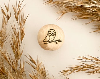 Holzperlen mit Gravur | SLEEPING OWL | Engraved Wood pearls | Makramee Perlen