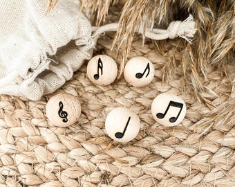 Perles en bois avec | de gravure | de la collection MUSIC Perles de bois gravées | Perles de Macramé