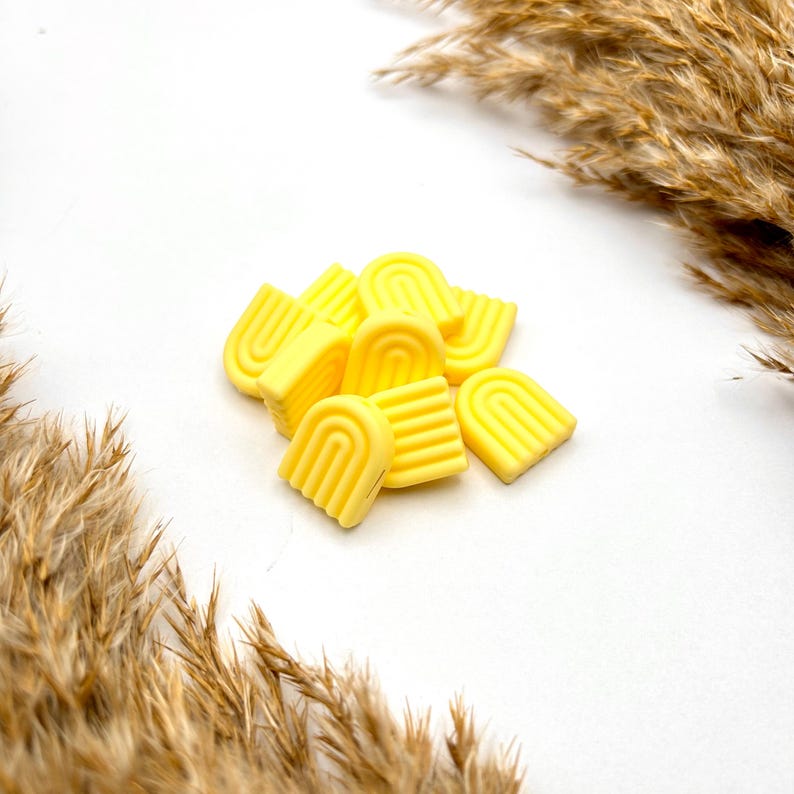Silikonperlen Regenbogen | BPA-frei | 9 Farben | DIY Perlen för Schnullerketten, Babyspielzeug, Makramee och Beißringe Cream Yellow